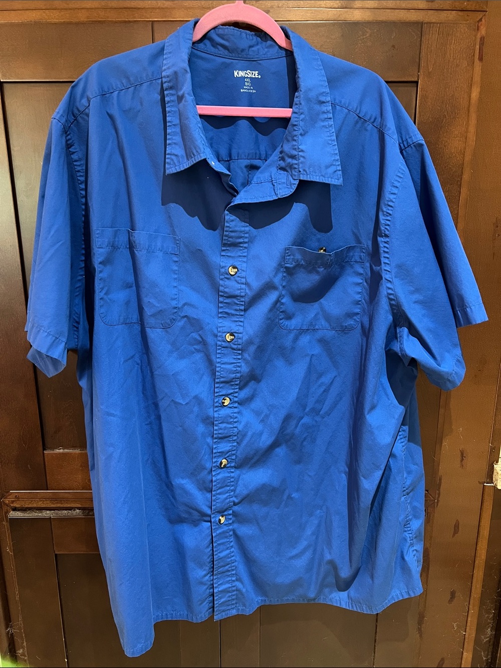 KingSize Men's Short-Sleeve Button-Down Shirt - Royal Blue